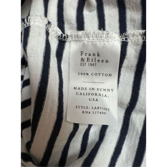 Frank & Eileen Women's Navy White Patrick Stripe Popover Henley Top Large NWOT - Picture 10 of 11